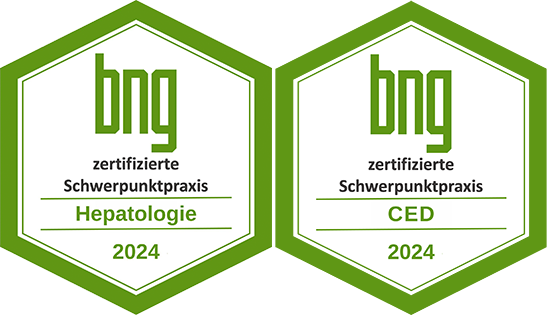 Zertifizierung "BNG-Schwerpunktpraxis für HEPATOLOOGIE und chronisch-entzündliche Darmerkrankungen (CED)"