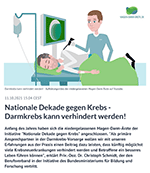 Nationale Dekade gegen Krebs - Darmkrebs kann verhindert werden!